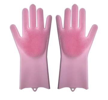 เครื่องมือทำความสะอาดห้องครัวถุงมือยาวซิลิโคนพร้อมแปรง