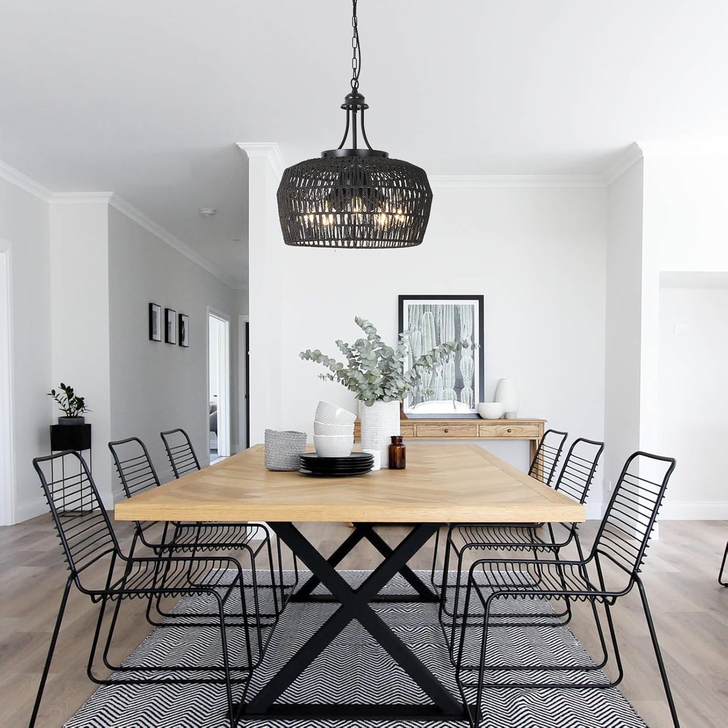 P250902 5-Light Coastal Chandelier Large Farmhouse Boho Light Fixture Chandeliers (4)