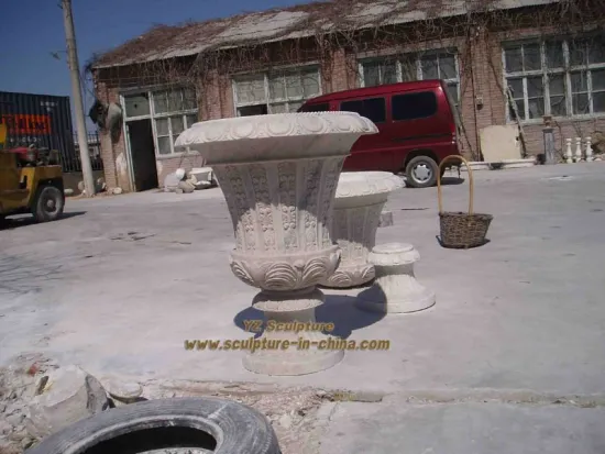 Natural Marble Flowerpot in yard FPT071