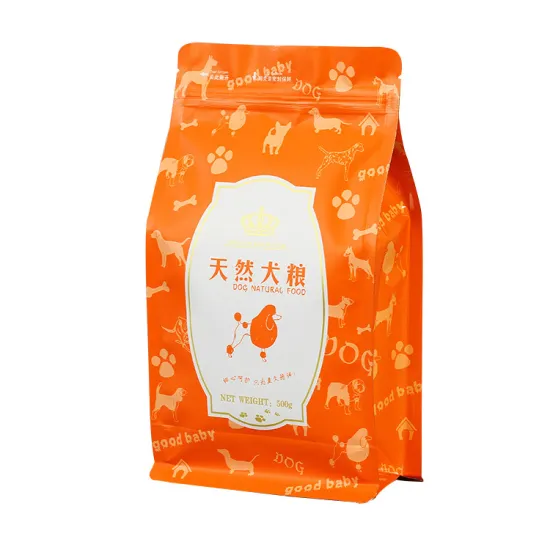 Dog Animals Food Feed Packaging Plastic Bag For Cat Rabbit 500g 1kg 2kg 5kg Food Grade With Ziplock Flat Bottom Bag