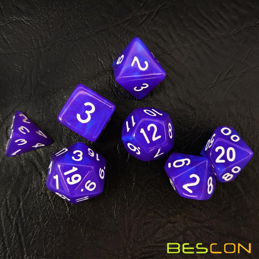 Purple Pearl Moonstone Polyhedral 7pcs Dice Set 3