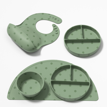 Customizable BPA-Free Kids Silicone Bowl Plate Feeding Set