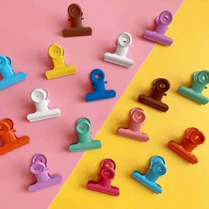 Japanese Style Retro Pink Round Tail Clip: Metal Long Tail Clip for Office Storage, Perfect for Ticket and Paper Files