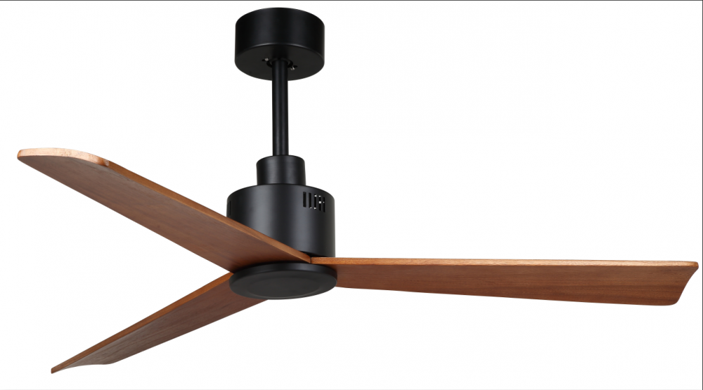 Black Ceiling Fan with Wooden Blades