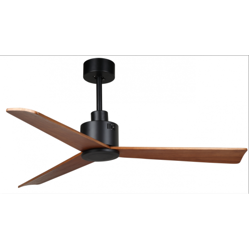 Black Ceiling Fan with Wooden Blades