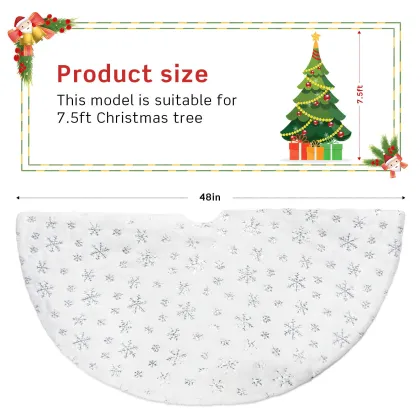 High Grade Long White Plush Christmas Tree Skirt for Ornament Decoration