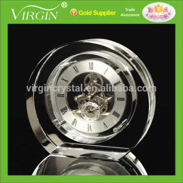 Shining round crystal mechanical clock for business gifts