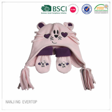 Kids Cute Fleece Hat Gloves Set