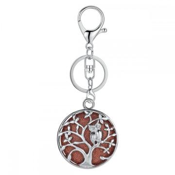 Owl Tree Crystal Gemstone pendant keychain