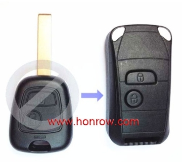 New Arrived Peugeot 2 button modified folding remote key blank with 407 HU83 Blade