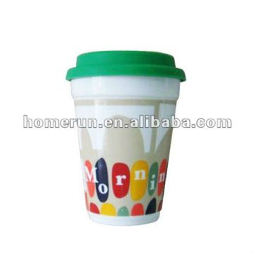 ceramic coffee mug with silicone lid/porcelain cup