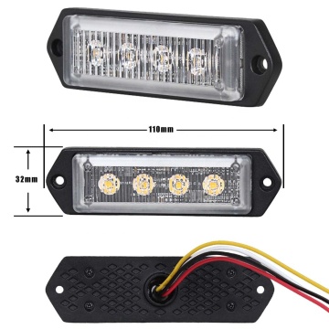 ECE R65 R10 Approved 6W 3 LED White Amber Emergency Grille Strobe Lights