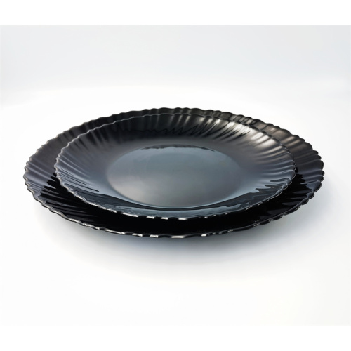 Home Hitzewiderstand schwarzer Opal -Glas -Abendessen Teller
