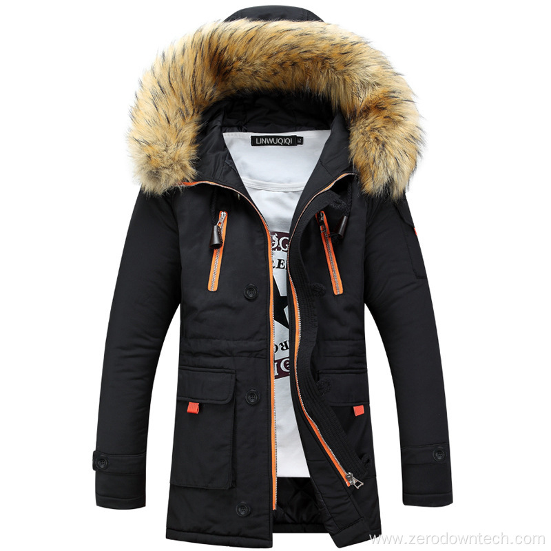 Casual Mens Winter Jackets Stand Collar Hooded Coat