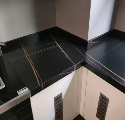 Lauren Black Gold Sintered Stone Slab for Kitchen Counter Tops and Wall Cladding