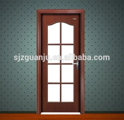 Kitchen And Bathroom Use Modern Wooden Door With Glass