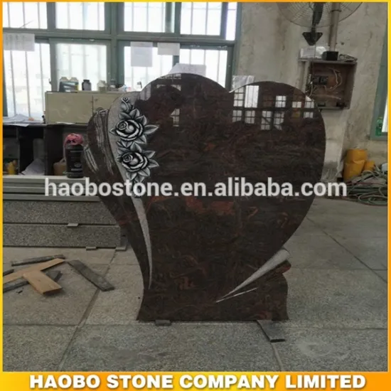 Haobo Stone Red Granite Headstone With Rose Carving Tombstone,Gravestone