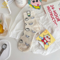 한국 버전 만화 크레용 신은 폴카 도트 원사 보트 양말을 가진 짧은 튜브 양말