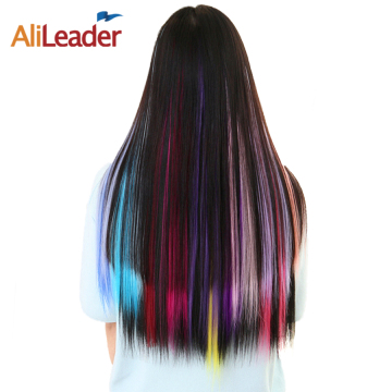 AliLeader Wholesale 57 Colors Single Ombre Straight hair Synthetic Clip In Hair Extension