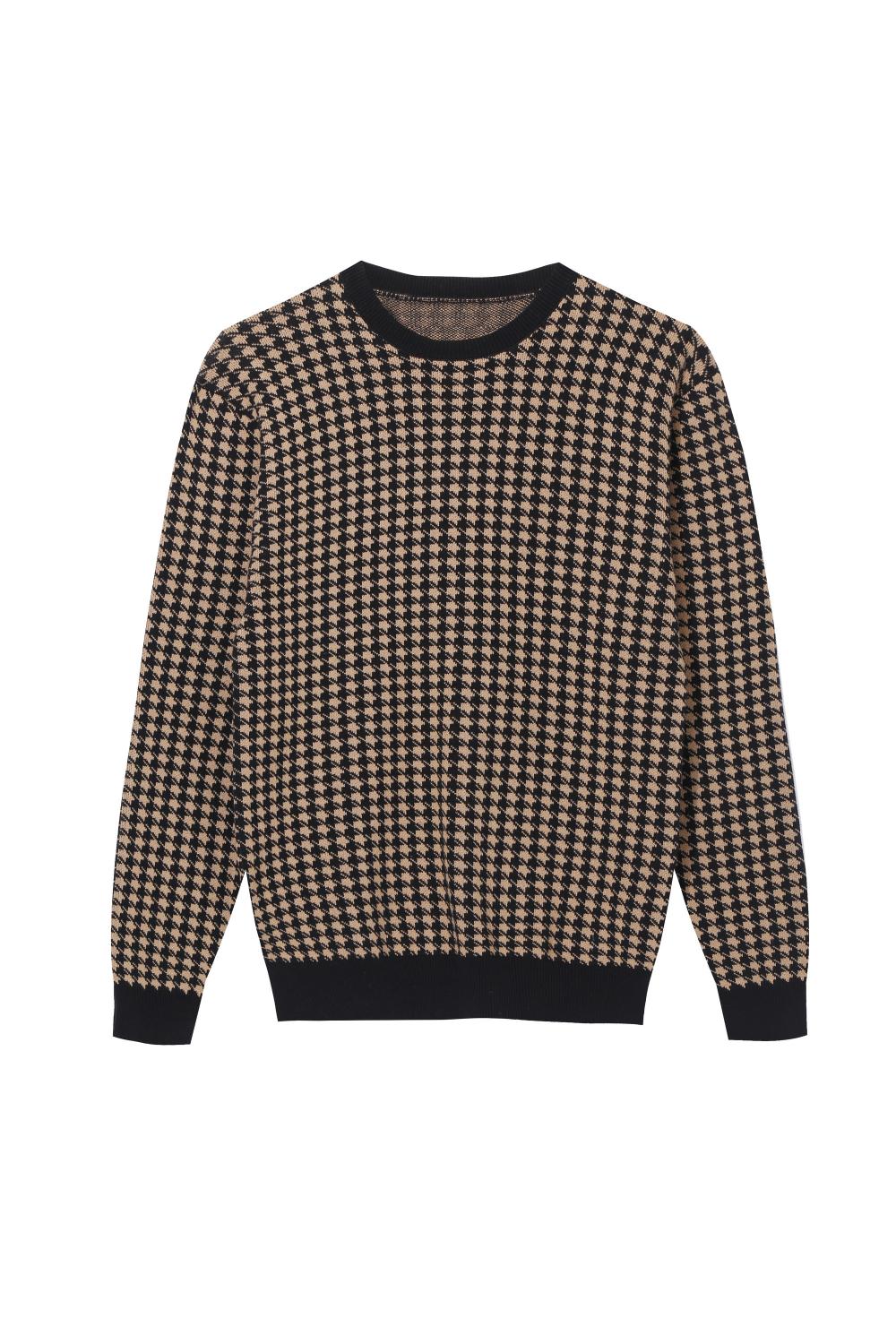 Pull à col rond en jacquard tricoté pour hommes