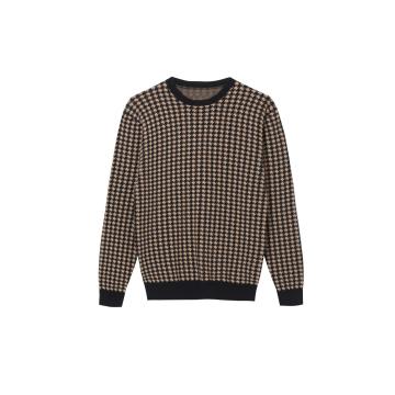 Pull à col rond en jacquard tricoté pour hommes