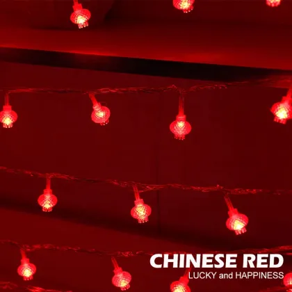 Traditional Chinese Red Lantern LED String Lights for New Year Festivities