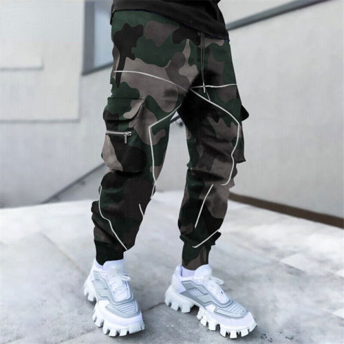 Pantalones de hombres de bolsillo suelto de camuflaje personalizado