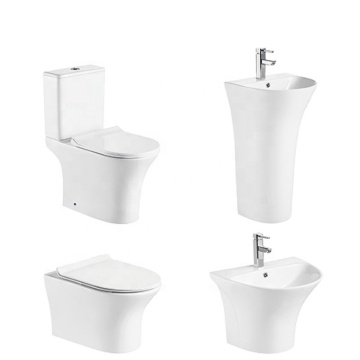 Wall Hung Round Toilet Bowl Ceramic Sanitary Ware Set