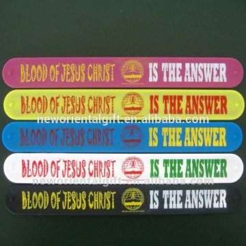 custom silicone slap band with imprinted logo