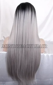 Celebrity Synthetic Lace Front Wig Gray Hair Wig for Women