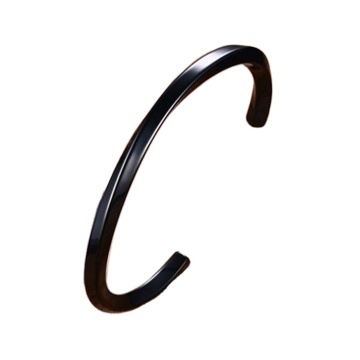 Handmade Custom Wholesale Stainless Steel Bracelet - Open Cuff Twisted Bangle (Black)