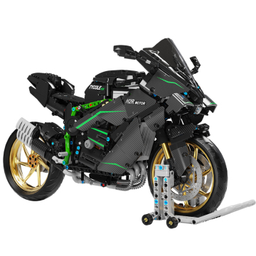 2023 New 1858PCS TGL Kawasaki H2R Carbon Fiber Motorcycle Model Toy & Racing Car MOC Building Blocks for Kids