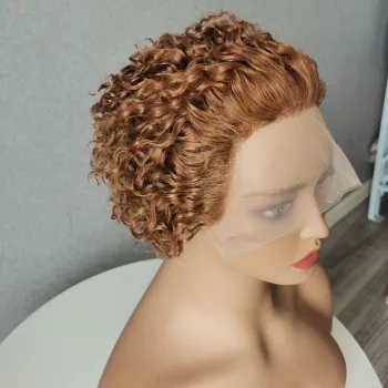 Pixie Cut Wig Short Curly Human Hair Wigs, Cheap Human Hair Wig, 13X1 Transparent Lace Wig For Women Human Hair Pre Plucked