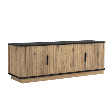 Living room TV storage unit Stylish Wood Grain 4-Door TV Storage Unit Manufactory