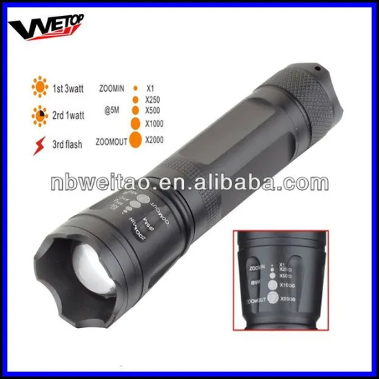 Cree Q3 3W luminance adjustable focus Zoom LED Flashlight
