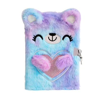Cute Plush Bear A5 Diary Kawaii Notebook with Lock - BTS Gift