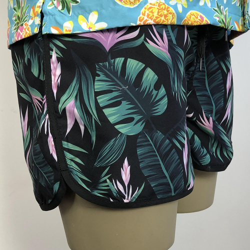 Men plant-patterned beach shorts