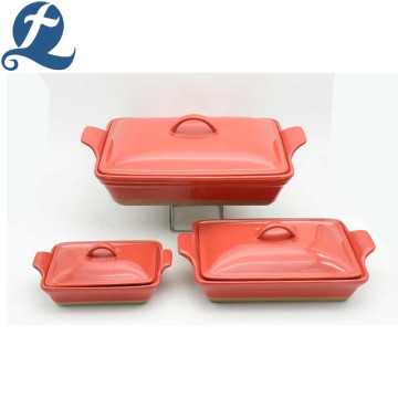 Ceramic Baking Handle Stoneware Bakeware With Lid