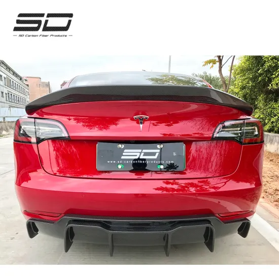 V Design Carbon Fiber Rear Diffuser Lip for Tesla Model 3
