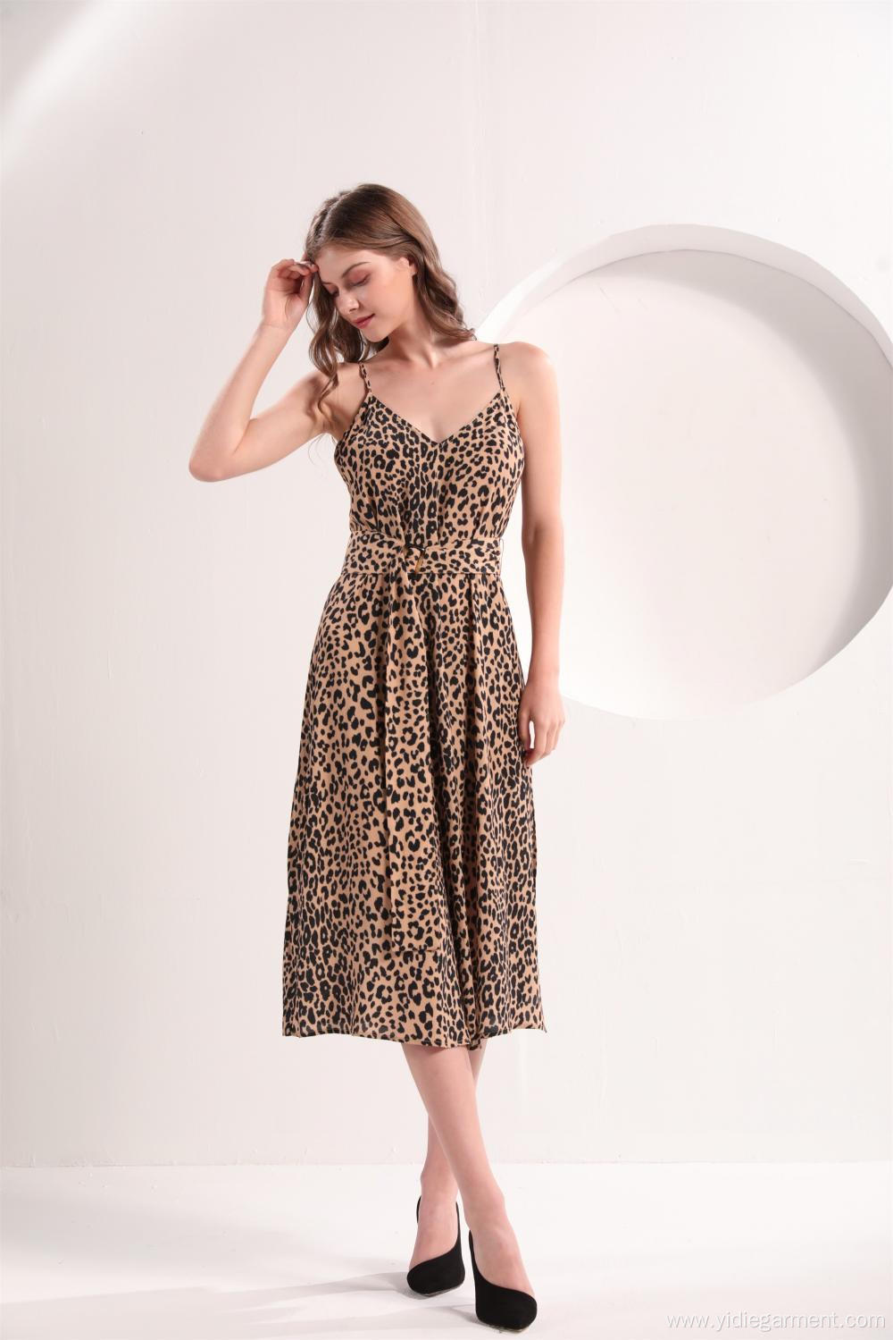 Leopard Print Slip Midi Dress