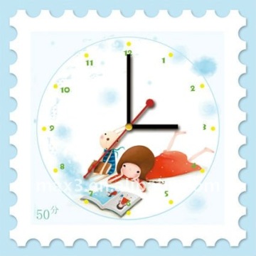 Blue clock for gifts put on the table