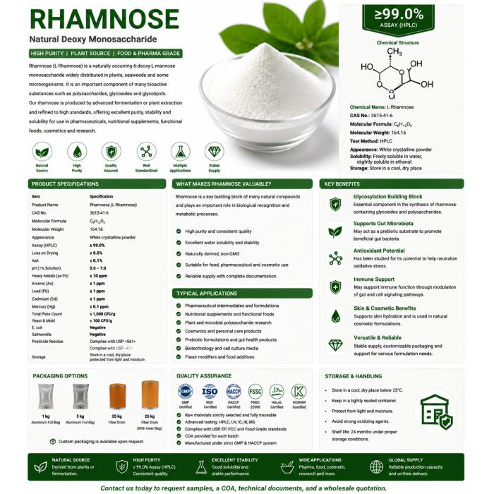 Ingrediente cosmético ramnosa de alta pureza