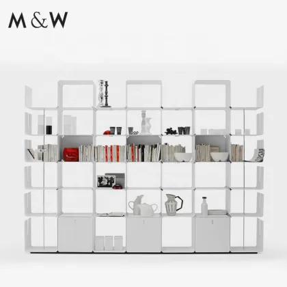 M&W Portable Modern Metal Bookcase for Office