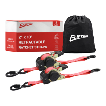 Retractable 2-Pack: Heavy Duty 1 Inch x 10 Foot Tie Down Ratchet Straps for Trailers and Vehicles