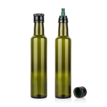 250ml Green Olive Oil Glass Bottle with Plastic Stretchable Spout