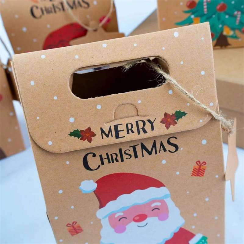 Custom Printed Brown Kraft Paper Colorful Printing Christmas Packing Gift Bag China Wholesale Manufacturer