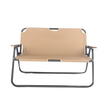 Portable 2-Person Folding Wood and Aluminum Bench for Outdoor Activities
