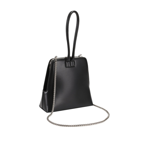 Retro Leather Mini with Metal Clip Handbag