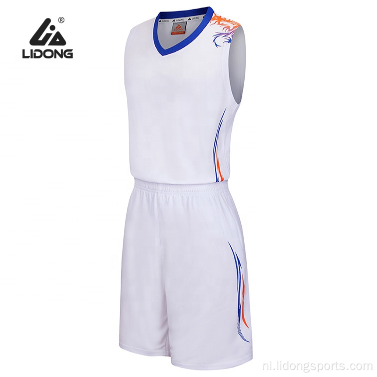 Groothandel nieuwe sublimatie witte basketbal jersey ontwerp