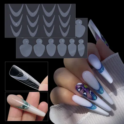 Wholesale 12 Pcs/Sheet Builder Extension Accessories Silicone Dual Form Guides Nail Forms